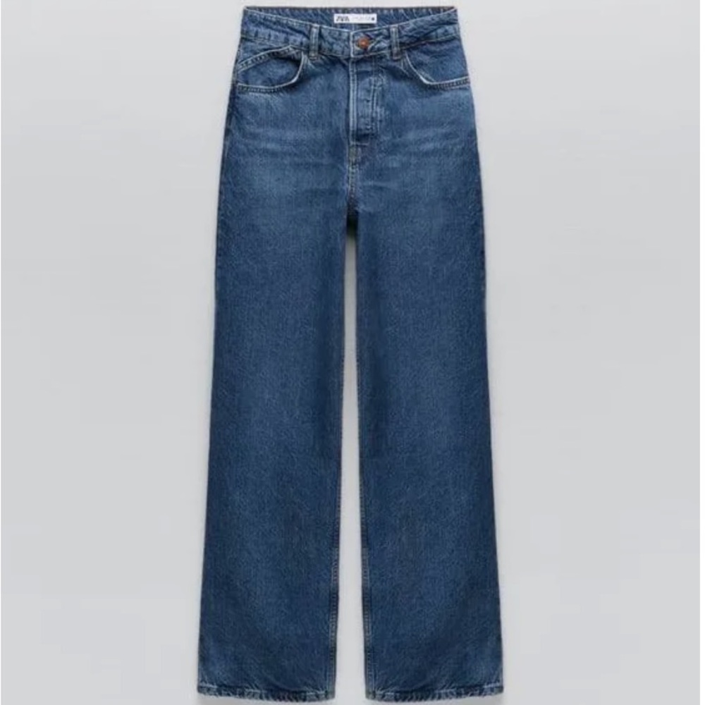 Zara dark blue straight/wide leg jeans